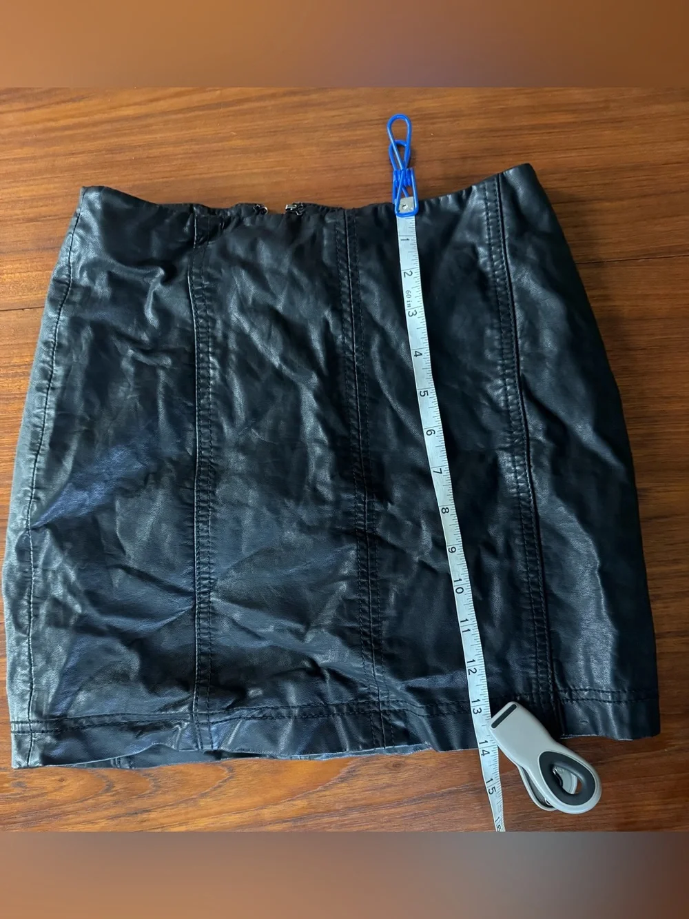 Free People Black Faux Leather Mini Skirt - Sleek Panel Stitch Design